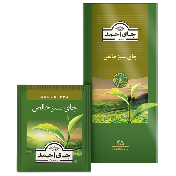 چای تی‌بگ سبزخالص 25 عددی پاکتدار احمد